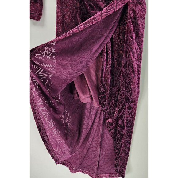 Vici Dress Womens XS Wine Velvet Victoria Anne Puff Shoulder High Low Midi - Picture 10 of 16